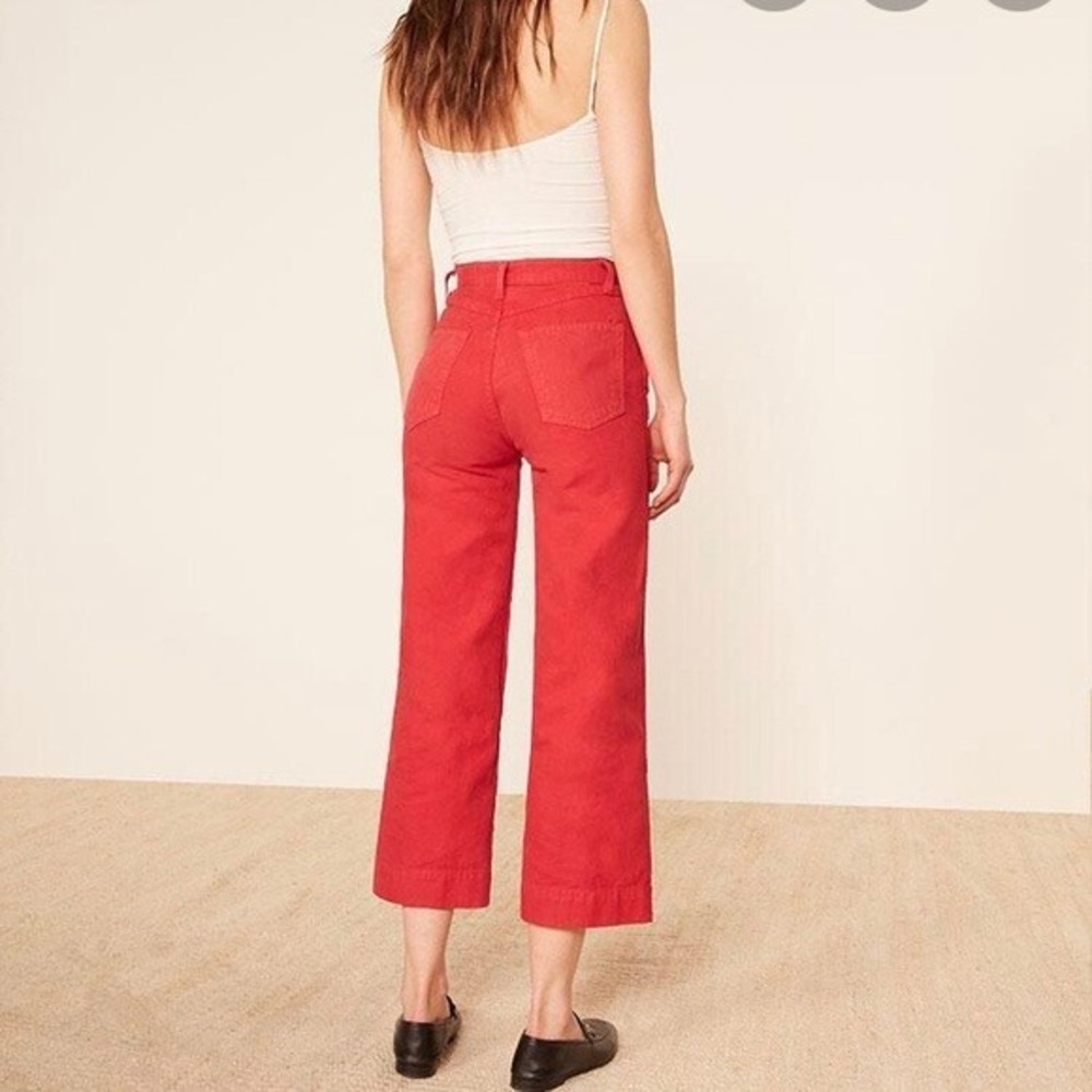 Reformation Pants Womens 26 Red Wide Leg New Cropped Cherry - Picture 2 of 12